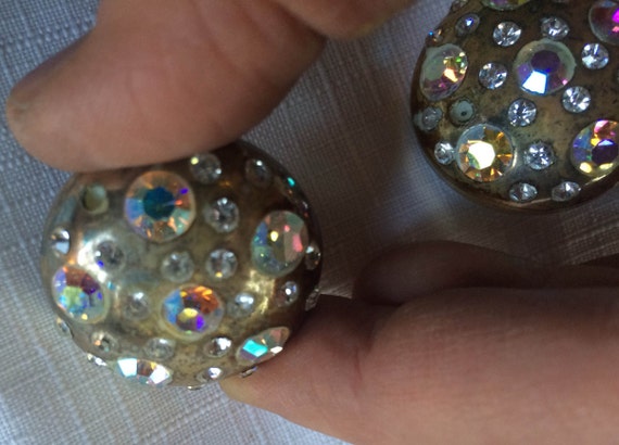 Rhinestone Earring, Rhinestone Clip On, Bakelite E