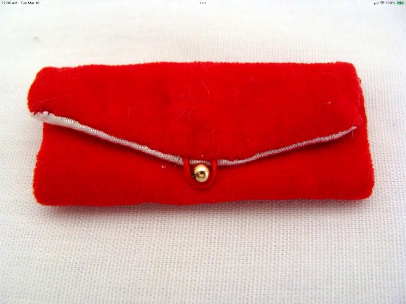 Teenage Doll Purse, Teenage Doll Clutch, Gold Doll Purse, Red Velvet Doll Purse, 12 Inch Doll Purse, Gold Doll Clutch, Red Doll Clutch Red velvet Clutch