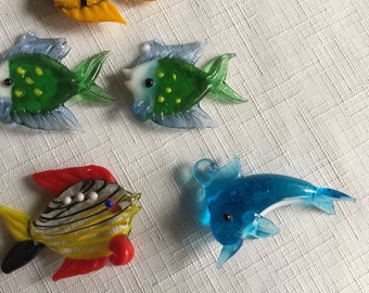 Pesce in vetro soffiato, ornamento a forma di pesce, pesce in vetro, pesce in vetro appeso, pesce appeso, decorazione a forma di pesce, piccola statuetta di pesce, acquario, acchiappasole a forma di pesce