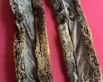 Plush Fur Scarf, Fur Scarf, Faux Fur Scarf, Plush Scarf, Brown Black Scarf, Fake Fur Scarf, Fuzzy Scarf, Winter Scarf