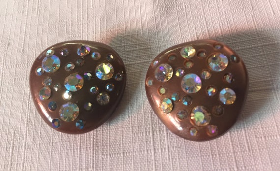 Brown Earring, Brown Sparkle, Aurora Earring, Ret… - image 1