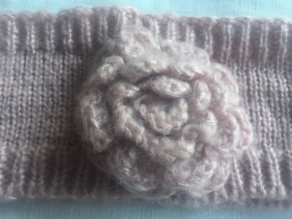 Pink Knit Headband, Pink Headband, Flower Headban… - image 2