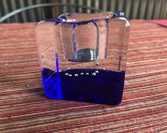 Vela votiva de vidrio azul, vela votiva de vidrio artístico, candelabro transparente, candelabro, candelabro de cristal, vela votiva, candelabro artístico, vela votiva artística
