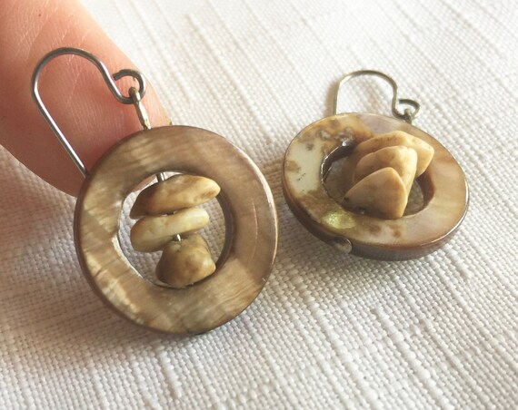 Shell Earring, Brown Shell Earring, Brown Earring… - image 3