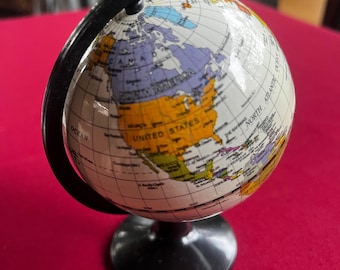 World Globe, Retro Desk Art, Tabletop Bank, Coin Bank, Desk Art, Earth Globe, Office Art, World Art, Tabletop Art, School Art, Office Decor