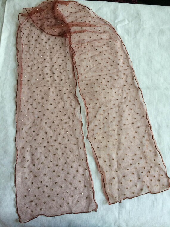 Sheer Brown Scarf, Glitter Scarf, Brown Evening Sc