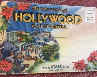 Carte postale Los Angeles, Los Angeles rétro, Los Angeles Ephemera, carte HOLLYWOOD, Hollywood rétro, souvenir de Los Angeles, carte postale Hollywood