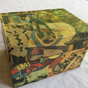 Small Box, Hinged Box, Keepsake Box, Retro Trinket Box, Collage Box, Small Box, Keepsake Box, Mini Box, Index Card Box, Trinket Box, Art Box