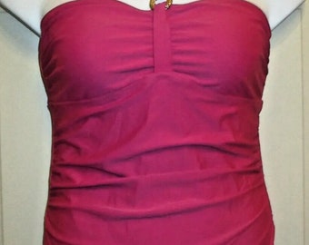 XL Bathing suit, Halter Swimsuit, Hot Pink Swimsuit, XL Swimsuit, Strapless Swimsuit, Sexy Swimsuit, Pink Bathing Suit, Merona Swimsuit