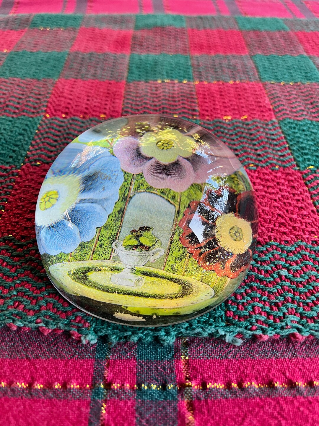 Flower Paperweight Flower Desk Art Glass Paperweight Floral Etsy