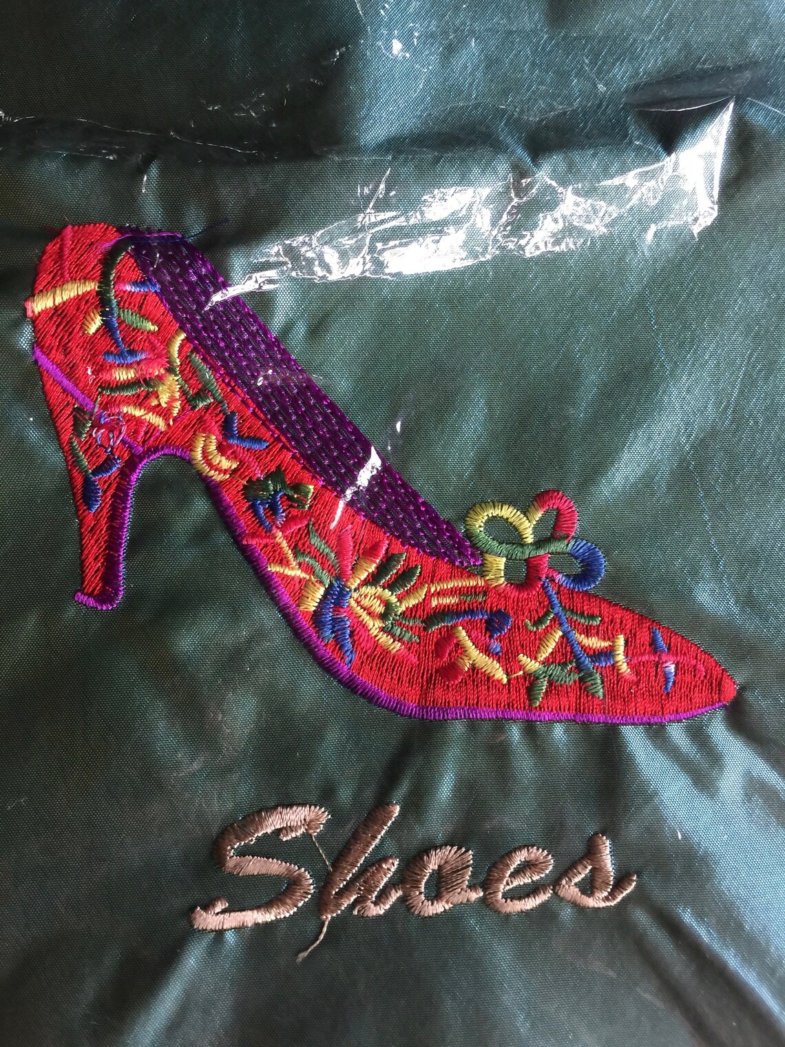 Shoe Bag Travel Shoe Bag Embroidered Shoe Bag Satin Retro Etsy