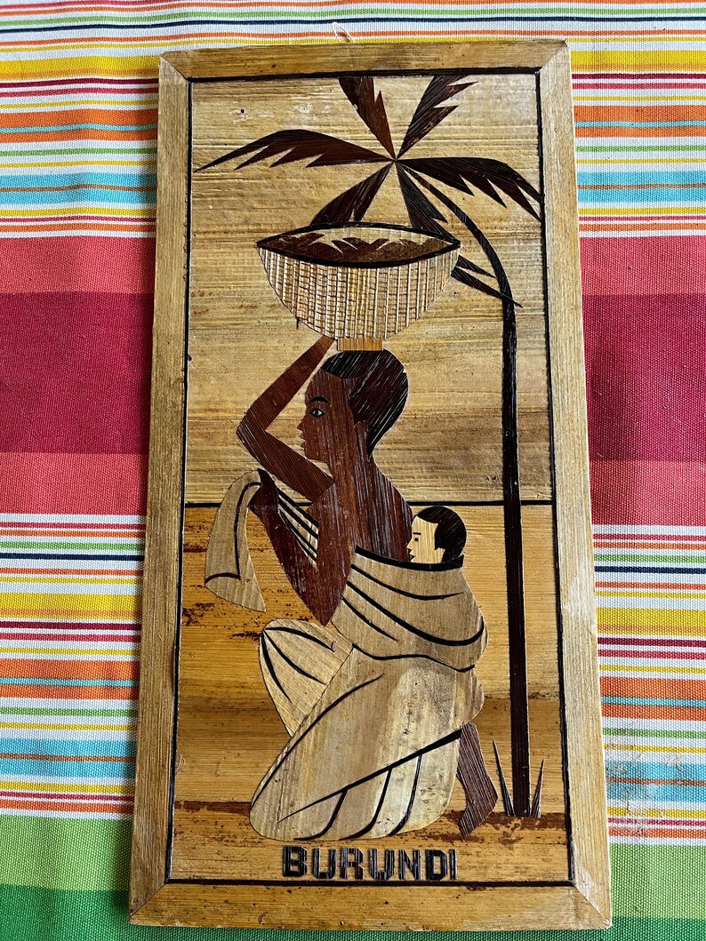 Africa Art, Africa Wall Art, Burundi Art, Burundi Wall Art, Africa Decor, Wood Wall Art, Africa Folk Art, Africa Wood Art, Burundi Folk Art image 2