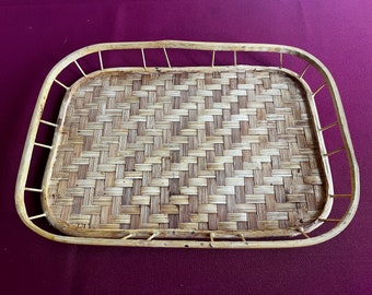 Wicker Tray, Wicker Flat Basket, Flat Basket, Basket Tray, Wicker Platter, Shallow Basket, Flat Tray, Platter Basket, Rattan Tray, Boho Tray