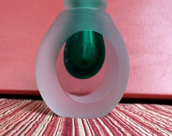 Collectible Bottle, Art Glass Bottle, Perfume Bottle, Teardrop Bottle, Green Bottle, Art Bottle, Vanity Art, Display Bottle, Perfume Gift