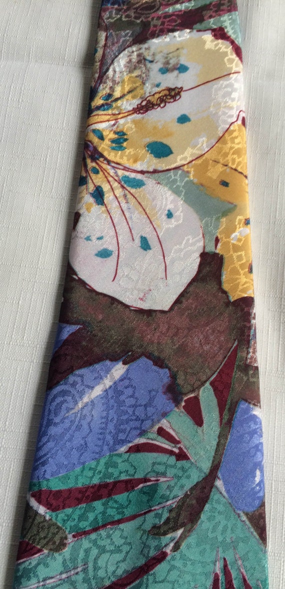 Floral Necktie, Halston Necktie, Multi Color Neck… - image 1