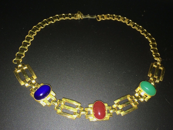 Bling Necklace, Exotic Necklace, Ornate Necklace, Multi Color Necklace, Aztec Necklace, Egyptian Necklace, Royal Necklace, Ancient Necklace