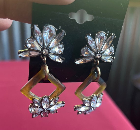 Clear Dangle, Big Rhinestone Earring, Rhinestone … - image 1