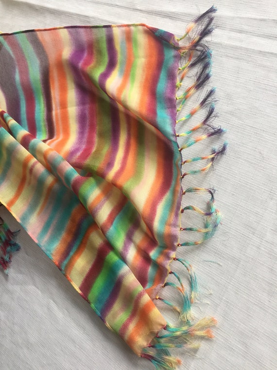 Multi-Color Scarf, Rainbow Scarf, Colorful Sheer … - image 9