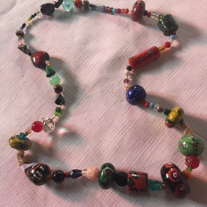 Multi Color Necklace, Glass Necklace, Rustic Necklace, Colorful Necklace, Bead Necklace, Chunky Necklace, Boho Necklace, Nugget Necklace