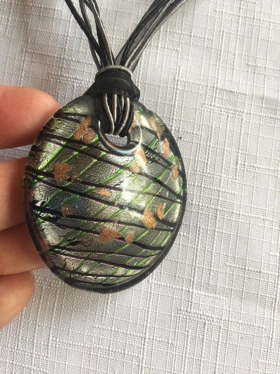 Green Glass Pendant, Blown Glass Pendant, Green G… - image 4