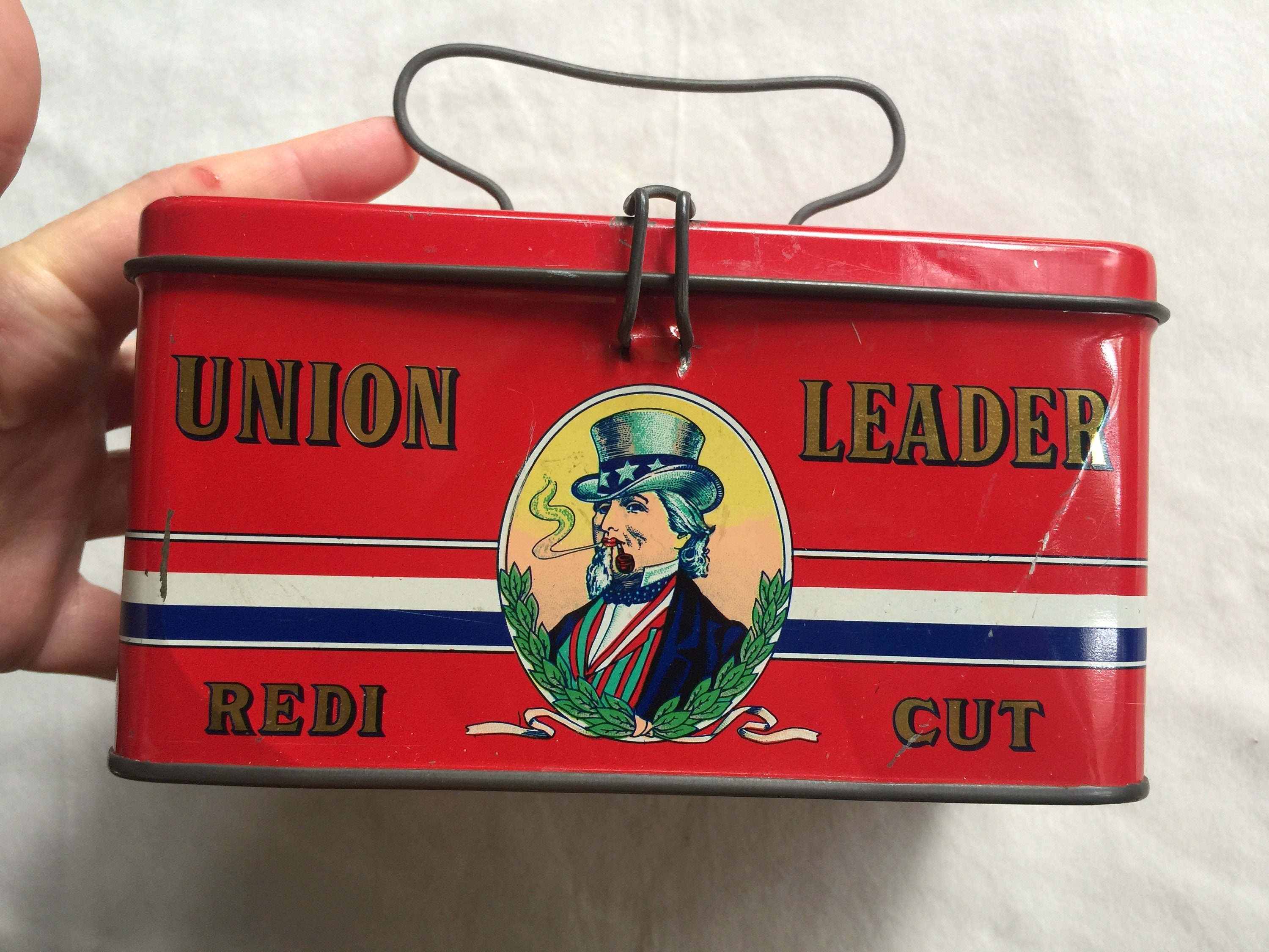 union leader redi cut tobacco tin Tobacco Tin, 20s Advertising Box Union Leader Redi Cut Lunch Box Antique  Decor Smoker Uncle Sam Tobacciana Promotional Collectible Metal Box