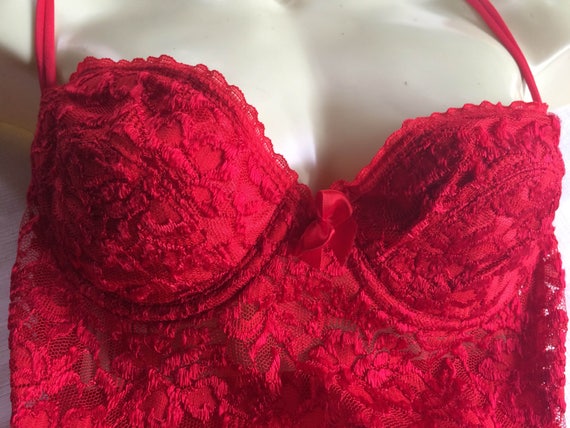 NWT Victoria's Secret Very Sexy Snake Lace Unlined Plunge Bra Cheeky Set Red