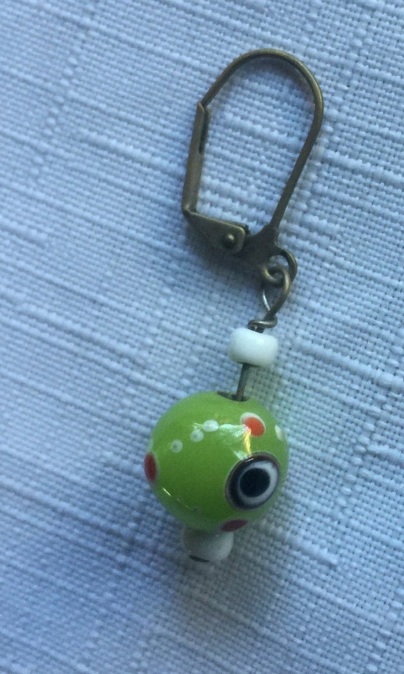 Green Bead Earring, Lime Green  Earring, Green Da… - image 7