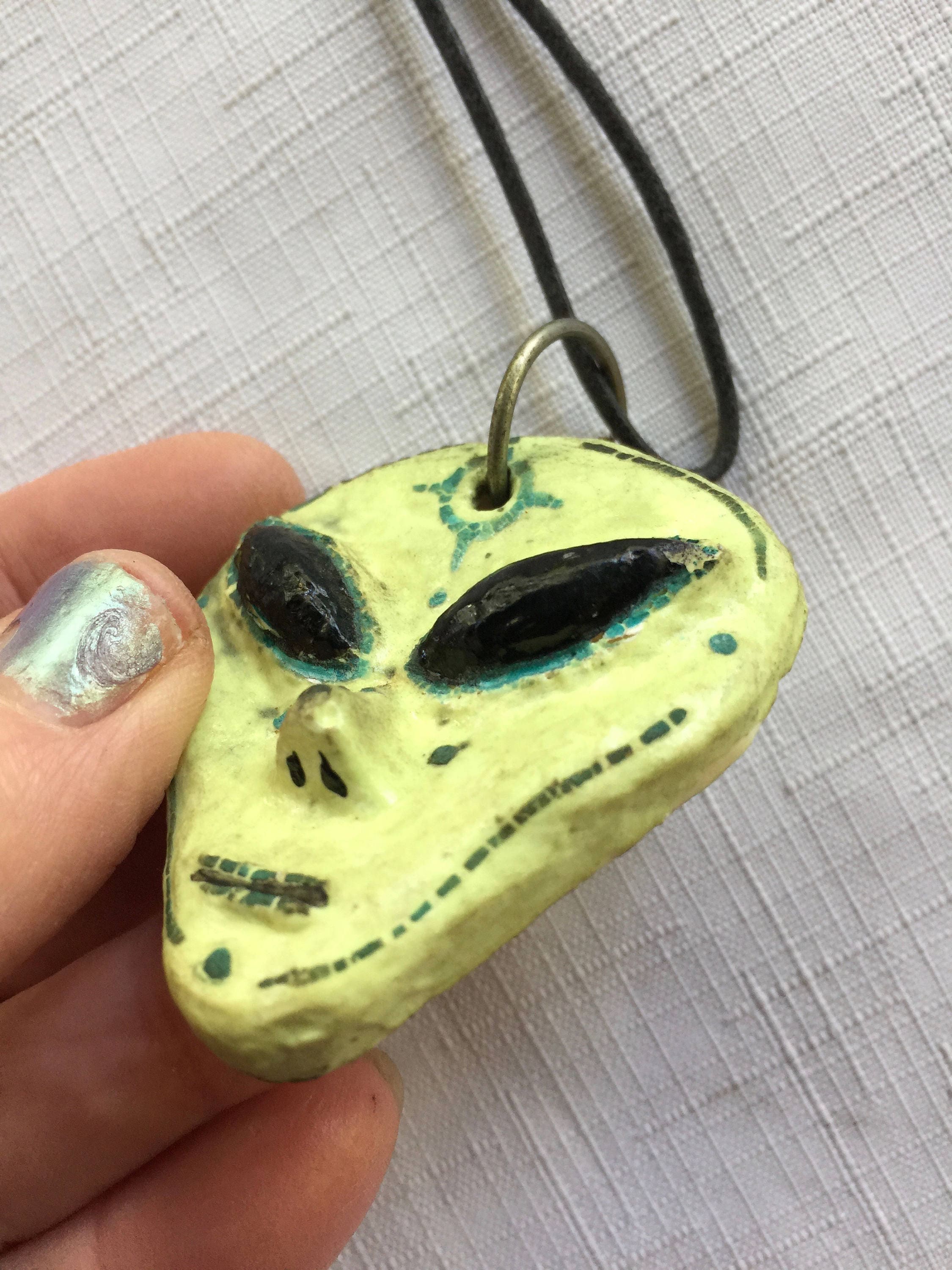 Alien Pendant, Alien Necklace, Mask Necklace, UFO Gift, Sci Fi Pendant ...