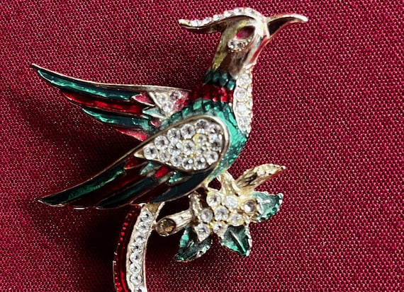 Bird Pin, Fancy Bird Pin, Fancy Bird Brooch, Rhinestone Bird Pin, Sparkle Bird Pin, Elegant Bird Pin, Mid-Century Bird Pin, Pave Bird Pin