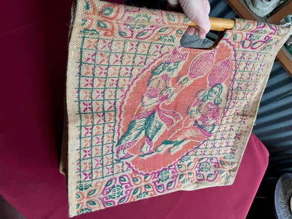 Tote Bag, Farmer Market Bag, Big Tote, Burlap Tote, Carryall Tote, Art Bag, Fabric Tote Bag, Boho Bag, Grocery Bag, Art Tote, Large Tote Bag View 5