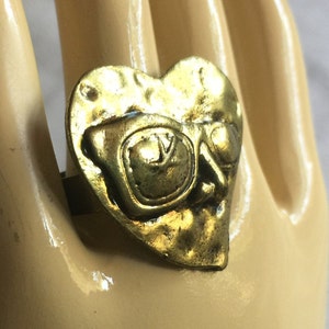 Heart Ring, Face Ring, Bronze Ring, Sunglass Ring, Face Ring, Love Ring, Statement Ring, Fun Face Ring, Groovy Ring, Odd Ring, Fun Ring image 1