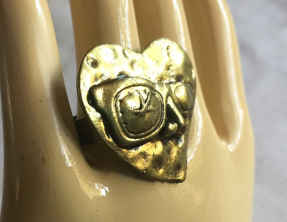 Heart Ring, Face Ring, Bronze Ring, Sunglass Ring… - image 1