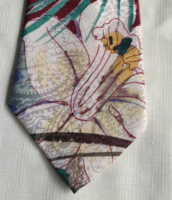 Floral Necktie, Halston Necktie, Multi Color Neck… - image 4