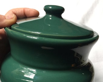 Green Cookie Jar, Pottery Cookie Jar, Dark Green Jar, Cookie Jar, Ceramic Jar, Pottery Jar, Kitchen Pottery, Green Kitchen Jar, Longaberger