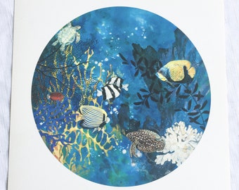 Fiskkonst, Fiskillustration, Marinkonst, Marinlivsillustration, Konst för havsliv, Tropisk fiskkonst, Tropisk illustration, Tropisk konst