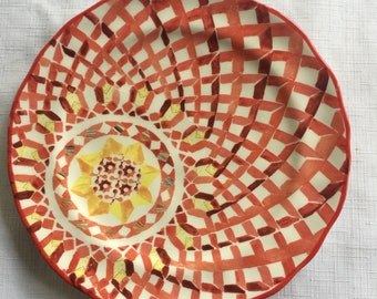 Mediterranean Plate, Sun Plate, Art Plate, Accent Plate, Decorative Plate, Orange Plate, Pattern Plate, Kitchen Art Plate, Art Serving Plate