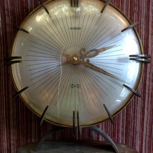 Mantle Clock, Table Clock, Old Clock, Heavy Clock, Brass Clock, Mid Century Clock, Atomic Age, Shelf Clock, German Clock, Antique Clock