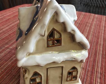 House Votive, Cottage Figure, House Figurine, Ceramic Cottage, Ceramic House, Cottage Candleholder, Tea Light, Stoneware House, Mini House