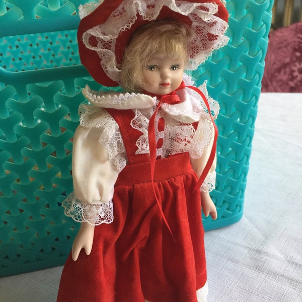 Porcelain Doll, Nine Inch Doll, Dressed Up Doll, Display Doll, Retro Doll, Nostalgia Doll, Fancy Doll, Dress Doll, Antique Doll, Bisque Doll