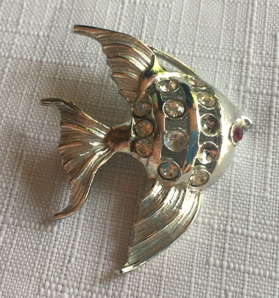 Rhinestone Fish Pin, Fish Pin, Fish Brooch, Tropi… - image 2