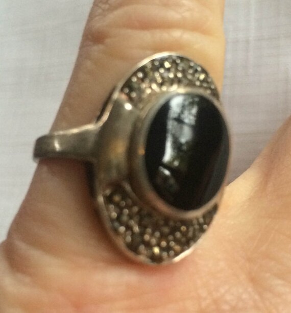 Gothic Ring, Steampunk Ring, Black Ring, Marcasit… - image 1