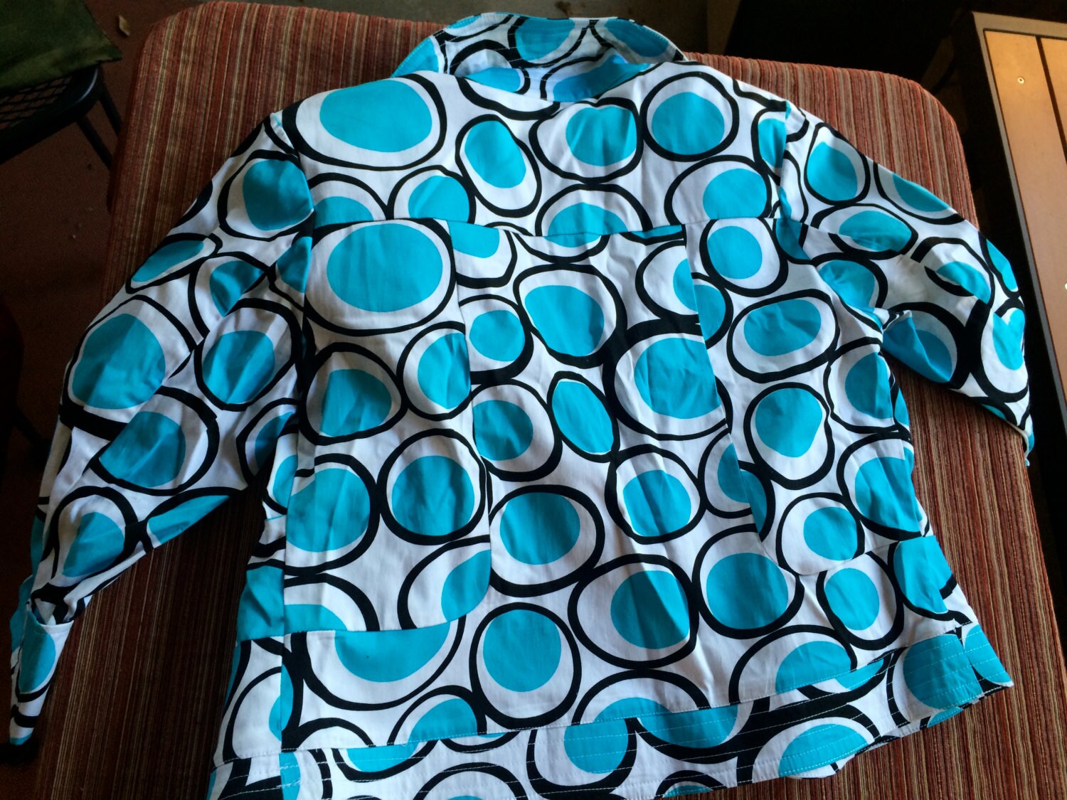 Mod Jacket, Geometric Jacket, Cotton Jacket, Turquoise Jacket, Casual ...