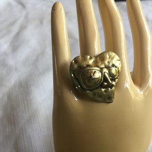 Heart Ring, Face Ring, Bronze Ring, Sunglass Ring, Face Ring, Love Ring, Statement Ring, Fun Face Ring, Groovy Ring, Odd Ring, Fun Ring image 4