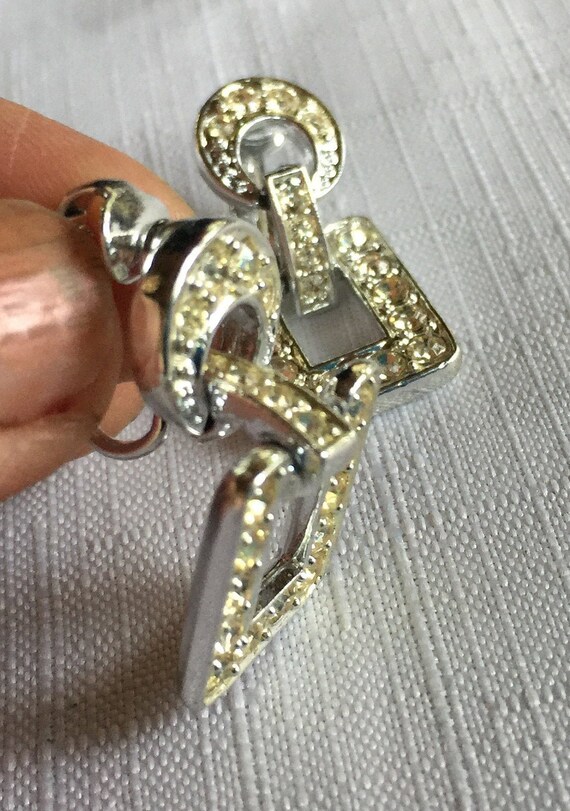 Geometric Dangle, Geometric Earring, Rhinestone E… - image 6