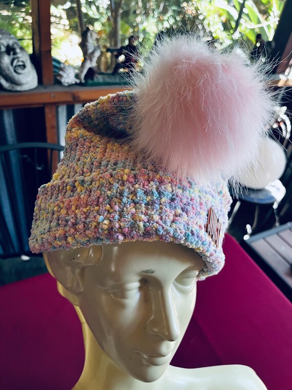 Juicy Couture Cap, Pastel Hat, Knit Hat, Designer Beanie