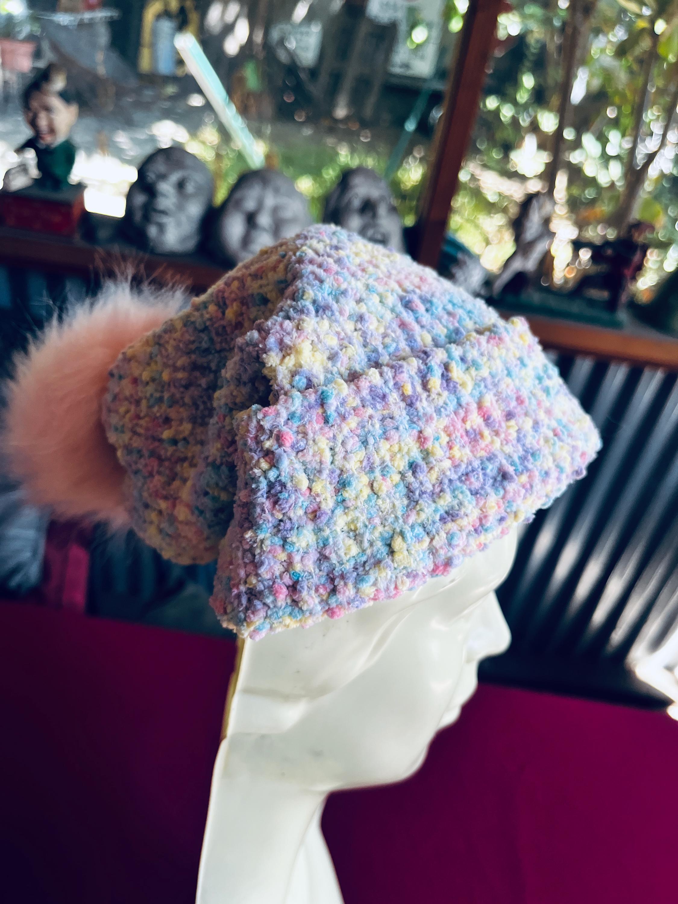Juicy Couture Cap, Pastel Hat, Knit Hat, Designer Beanie 