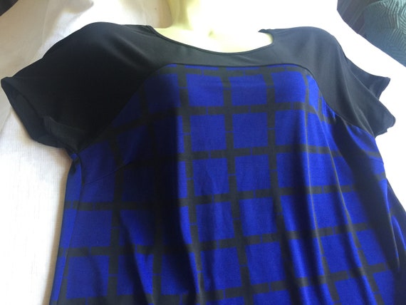 Bright Blue Top, Stretchy Blue Top, Blue Black Top, S… - Gem