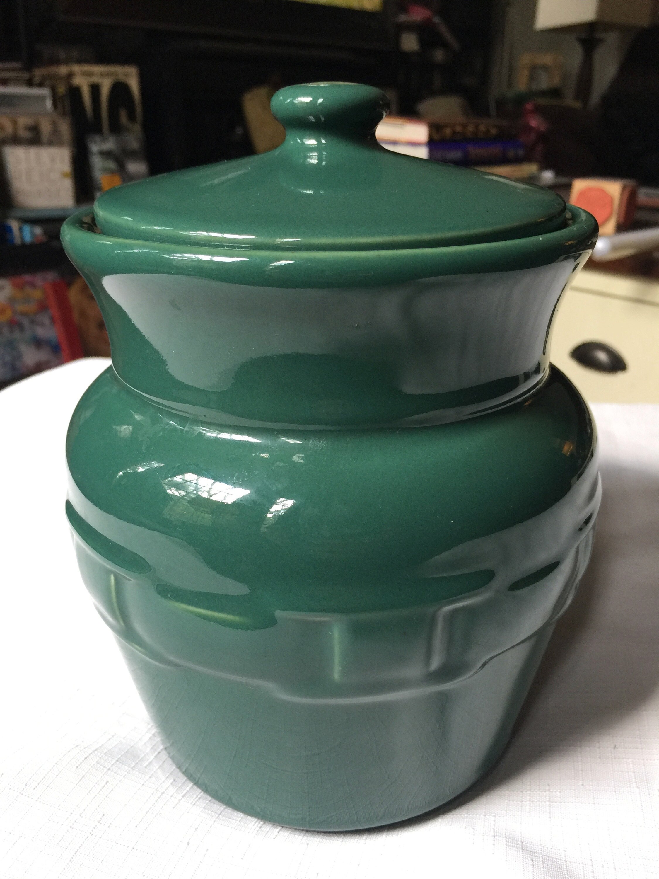 Green Cookie Jar Pottery Cookie Jar Dark Green Jar Green Etsy