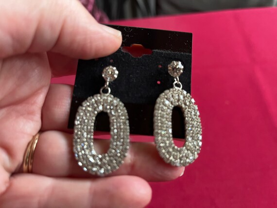 Geometric Dangle, Geometric Earring, Rhinestone E… - image 8