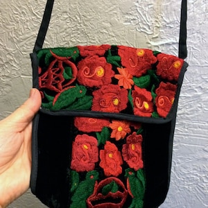 Small Velvet Purse, Velvet Handbag, Velvet Crossbody, Small Shoulder Bag, Evening Shoulder Bag,Evening Purse, Shoulder Handbag, Floral Bag